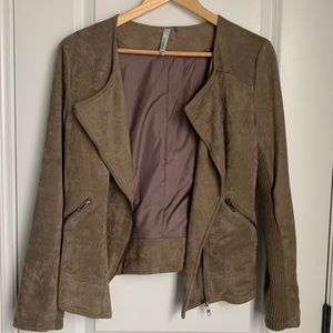 Miilla - Women’s Tan Faux Suede Motor Jacket